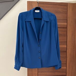 Vintage Blue Silky Blouse